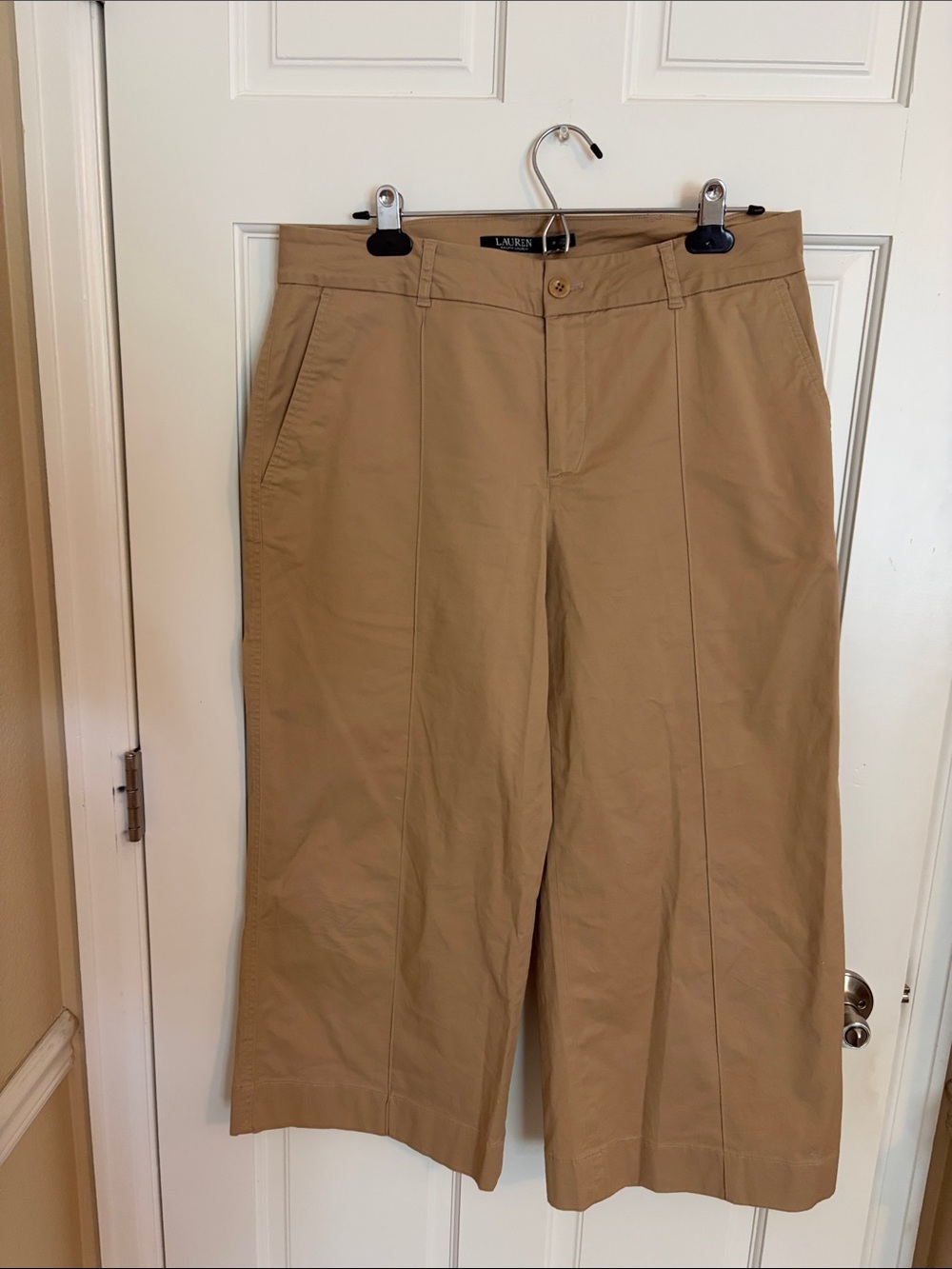 Lauren Ralph Lauren Beige Wide-Leg Chinos